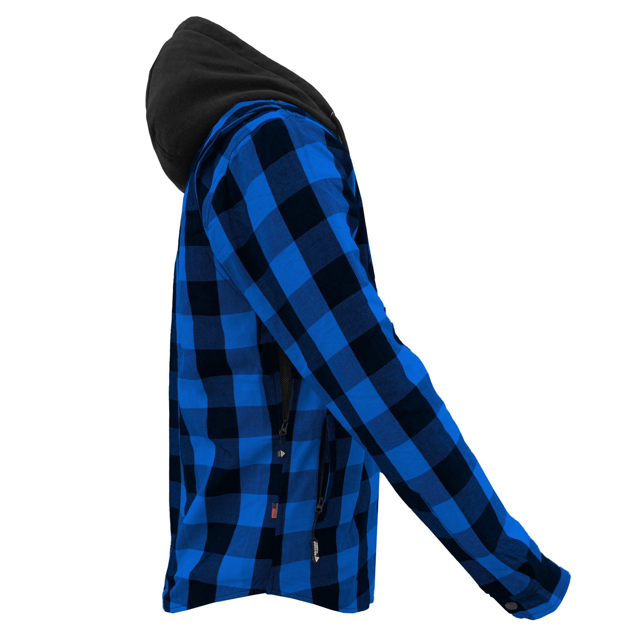 Protective Flannel Hoodie For Men - Blue & Black with Pads