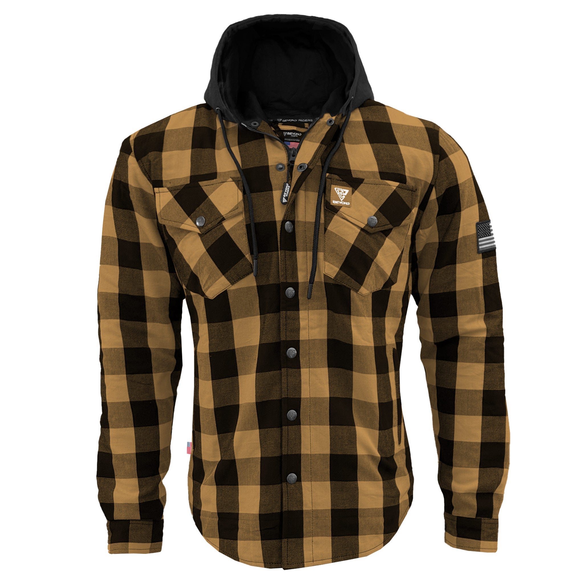 Flannel Shirt - Camel & Black Checkered with Pads – Beyond Riders