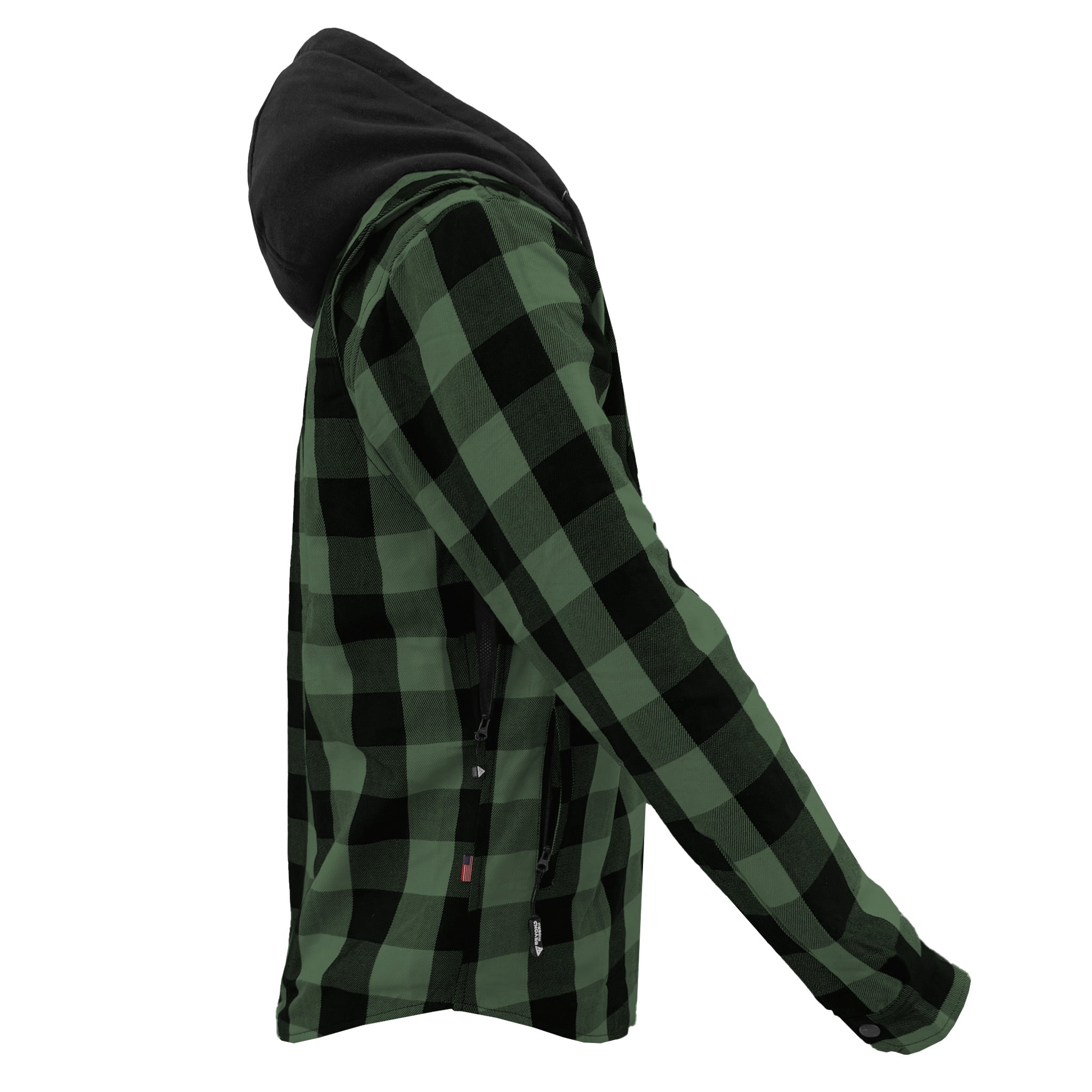 Flannel Hoodie For Men - Dark Green & Black with Pads – Beyond Riders