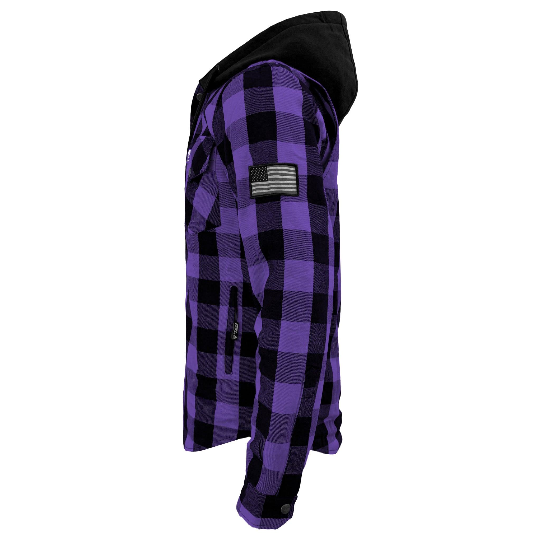 Protective Flannel Hoodie For Men - Purple & Black with Pads