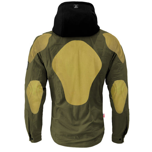 Protective Flannel Hoodie For Men - Army Green Solid with Pads