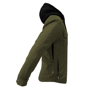 Protective Flannel Hoodie For Men - Army Green Solid with Pads