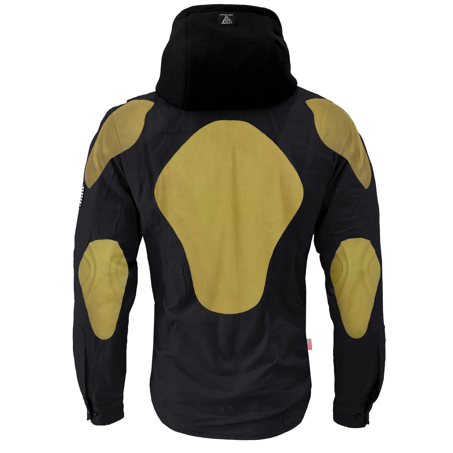 Protective Flannel Hoodie For Men - Black Solid with Pads