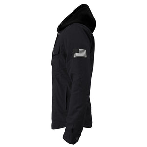 Protective Flannel Hoodie For Men - Black Solid with Pads