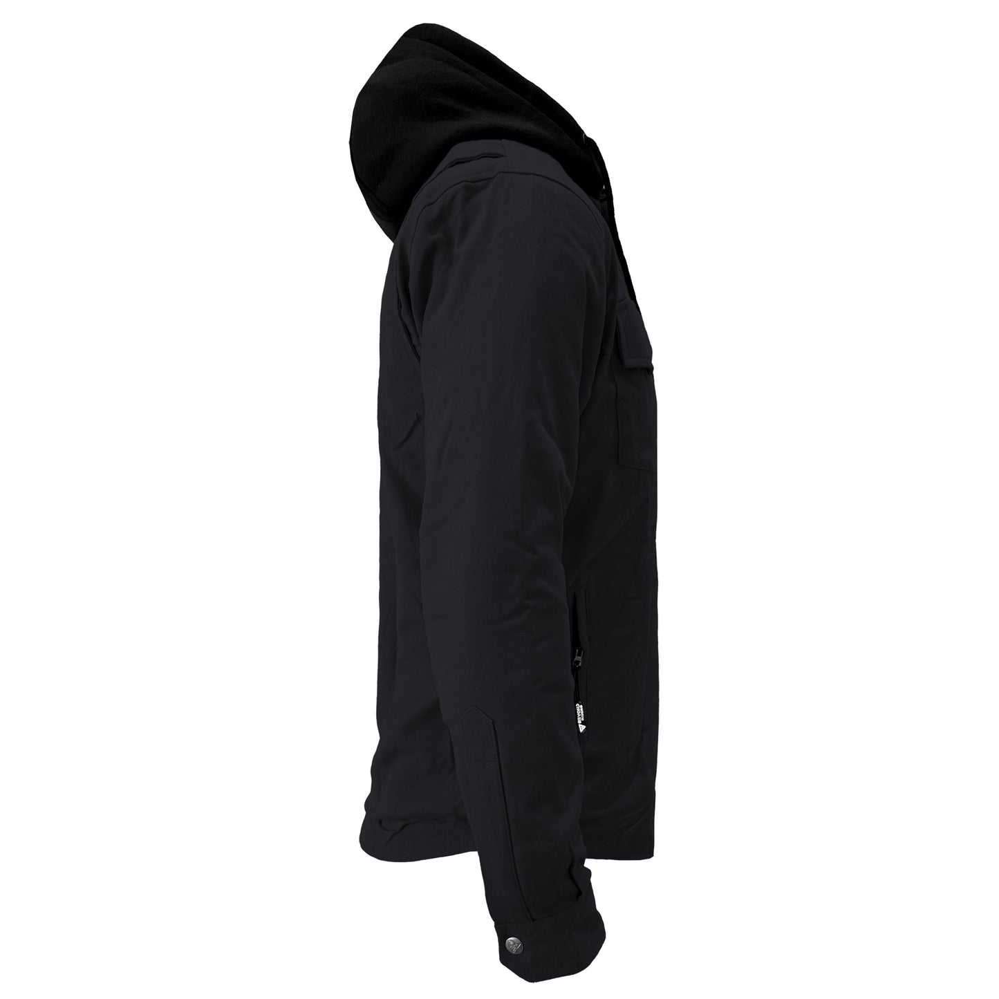 Protective Flannel Hoodie For Men - Black Solid with Pads