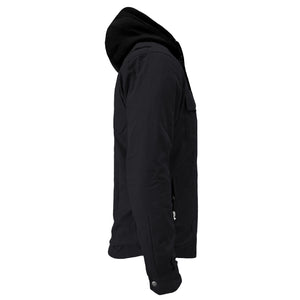 Protective Flannel Hoodie For Men - Black Solid with Pads