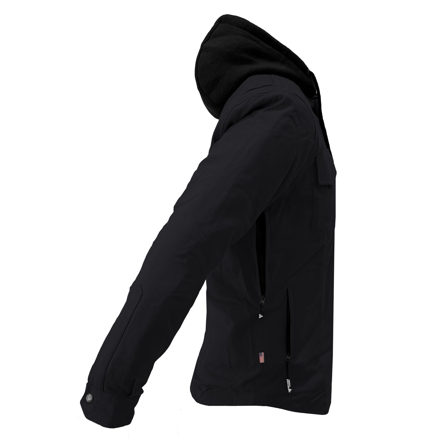 Protective Flannel Hoodie For Men - Black Solid with Pads