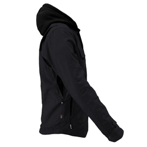 Protective Flannel Hoodie For Men - Black Solid with Pads