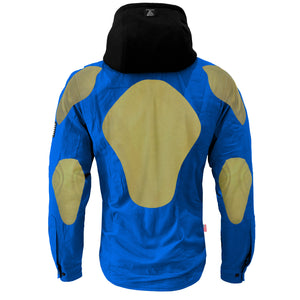 Protective Flannel Hoodie For Men - Blue Solid with Pads