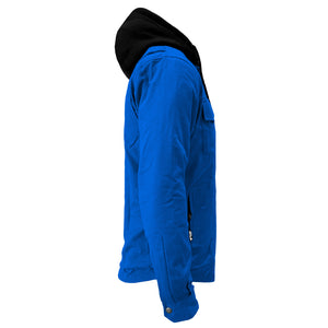 Protective Flannel Hoodie For Men - Blue Solid with Pads