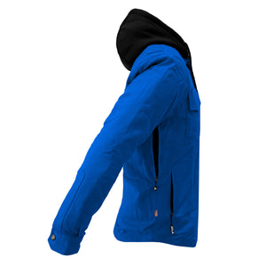 Protective Flannel Hoodie For Men - Blue Solid with Pads