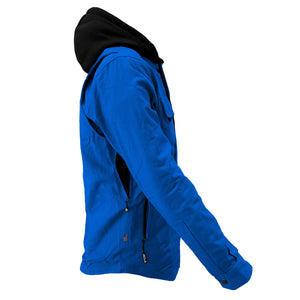 Protective Flannel Hoodie For Men - Blue Solid with Pads