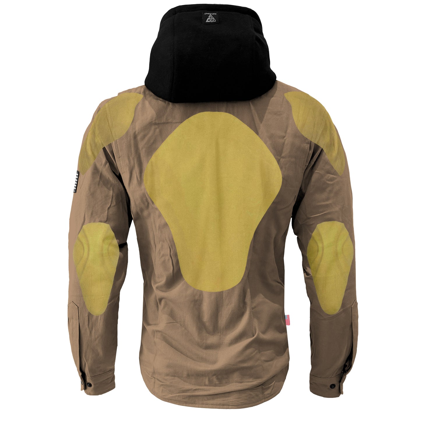 Protective Flannel Hoodie For Men - Camel Solid with Pads