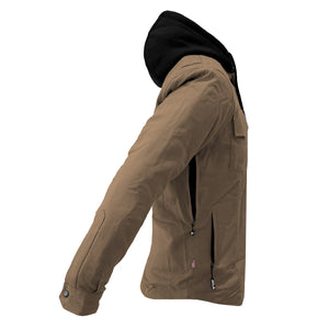 Protective Flannel Hoodie For Men - Camel Solid with Pads