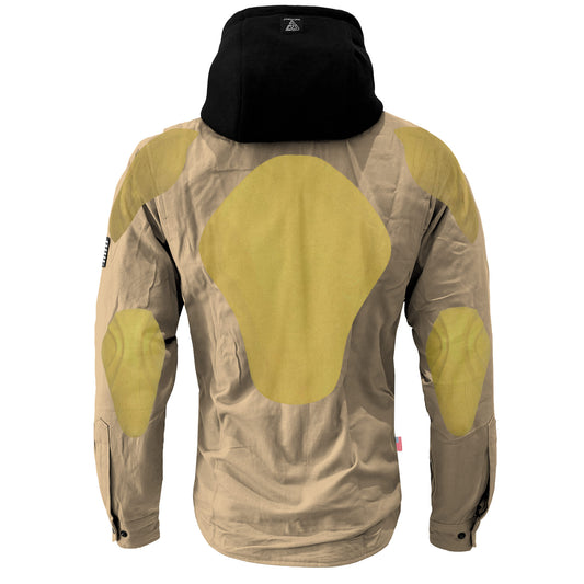 Protective Flannel Hoodie For Men - Khaki Solid with Pads