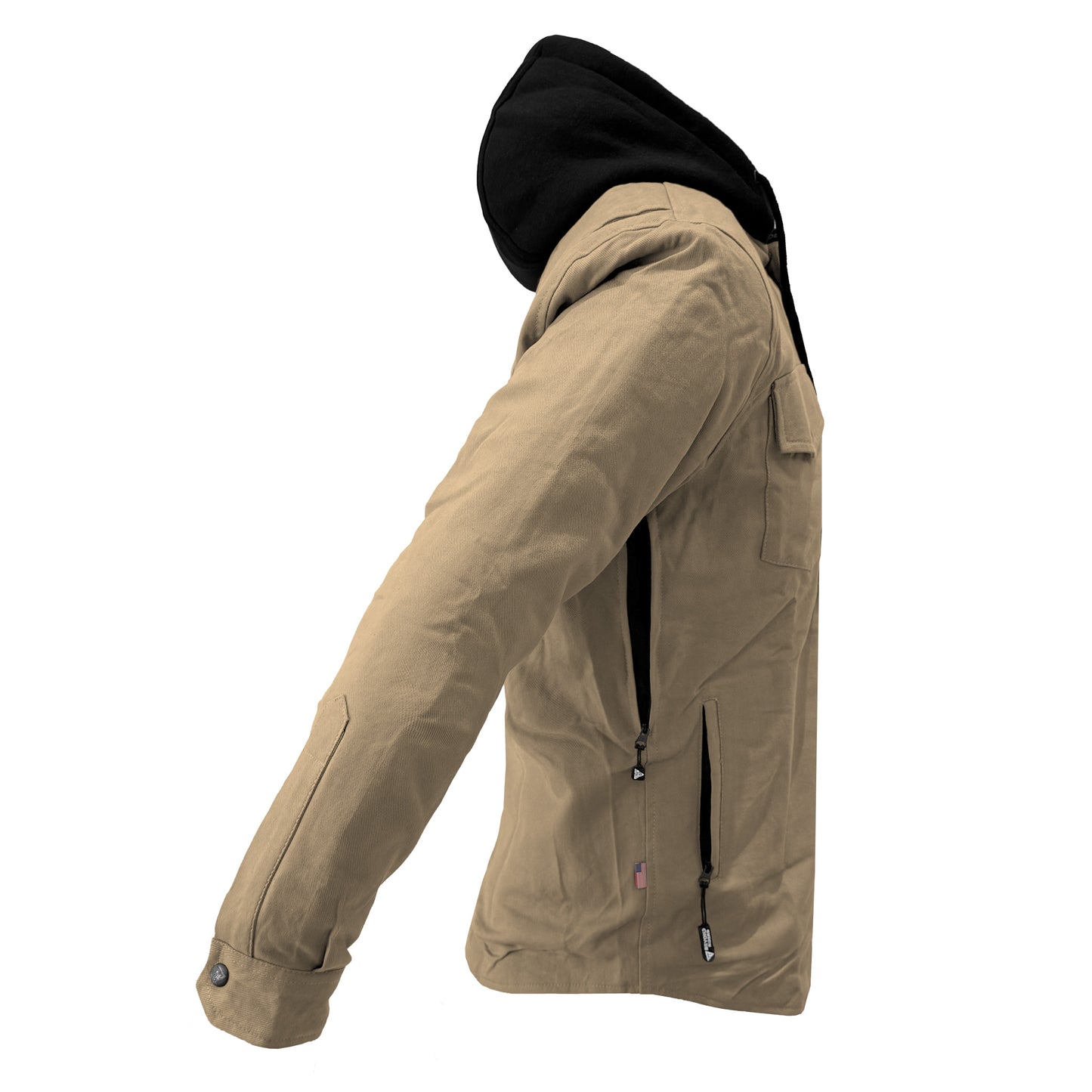 Protective Flannel Hoodie For Men - Khaki Solid with Pads