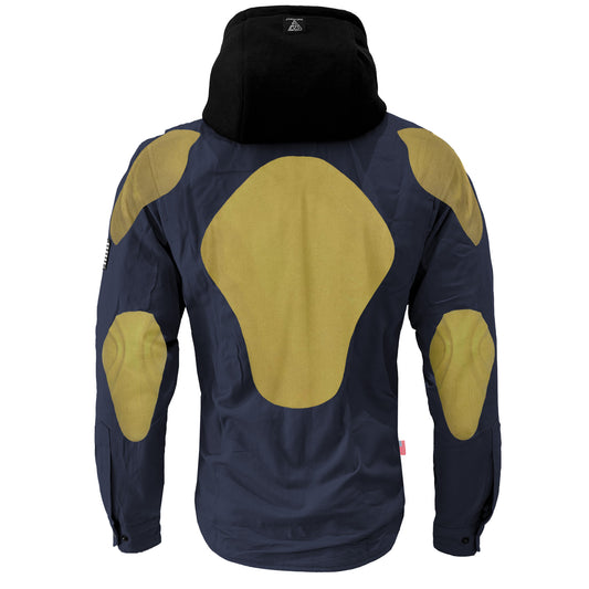 Protective Flannel Hoodie For Men - Navy Blue Solid with Pads