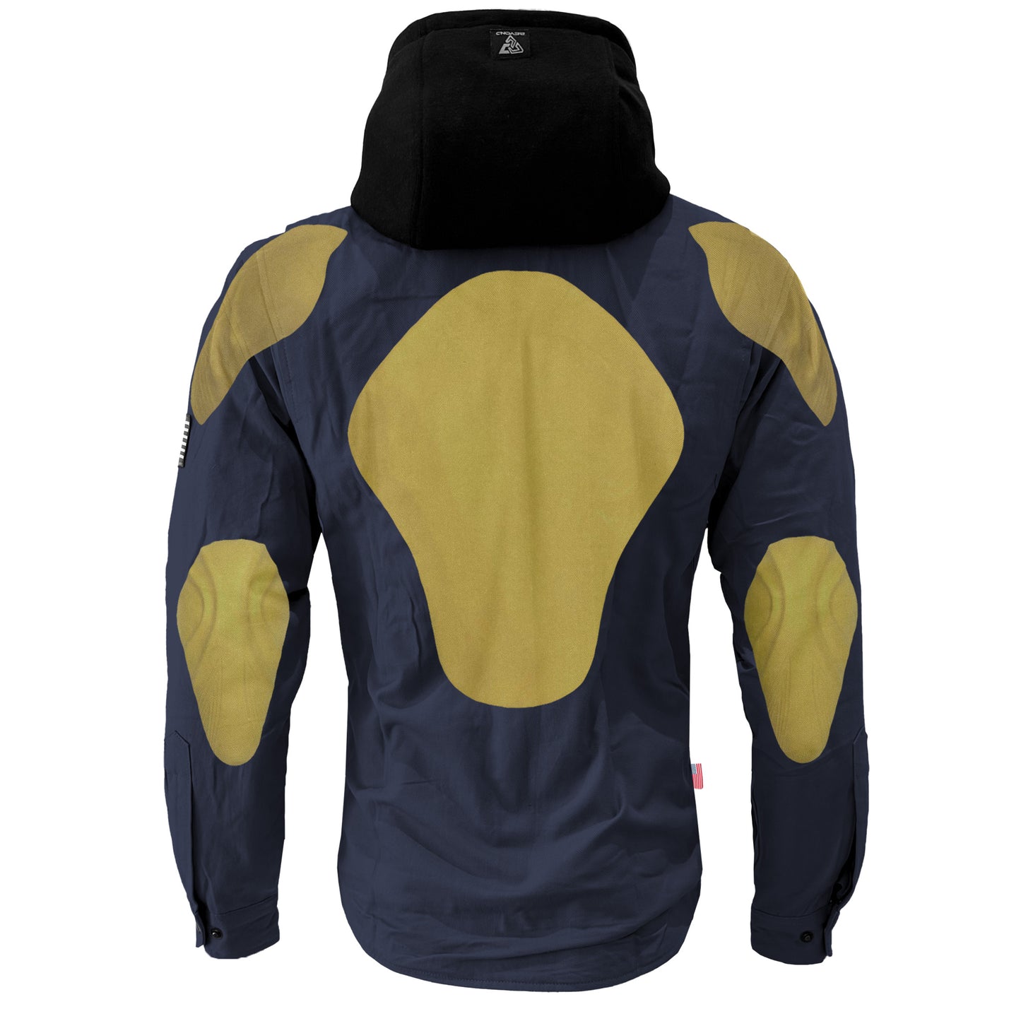 Protective Flannel Hoodie For Men - Navy Blue Solid with Pads