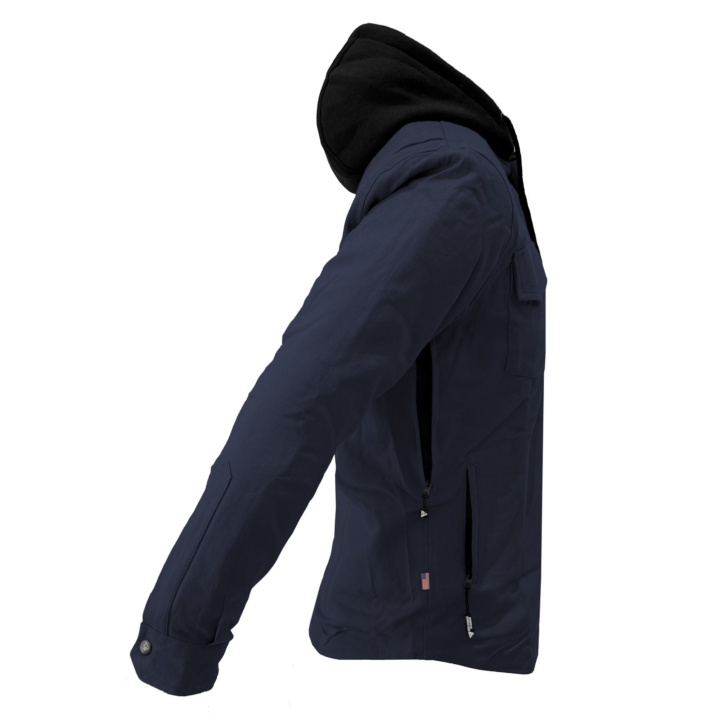 Protective Flannel Hoodie For Men - Navy Blue Solid with Pads