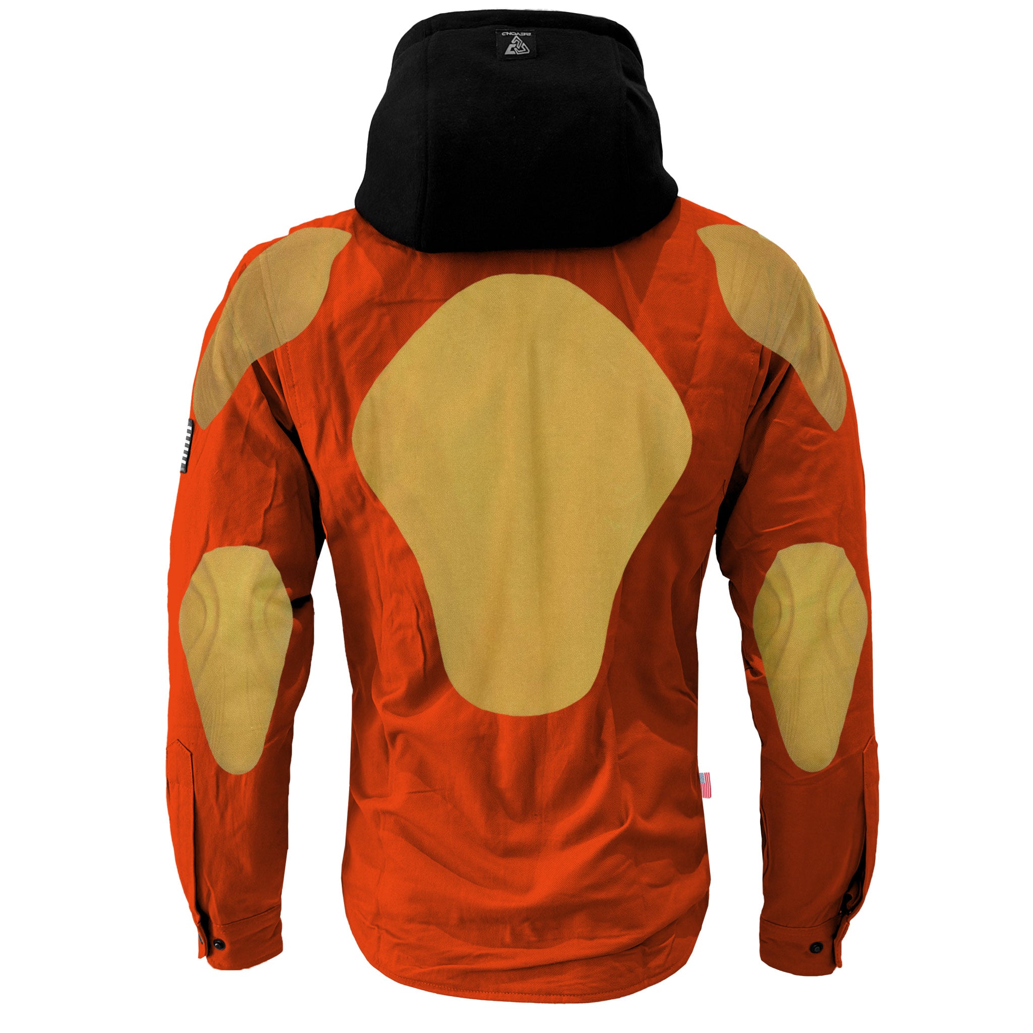 Protective Flannel Hoodie For Men - Orange Solid with Pads