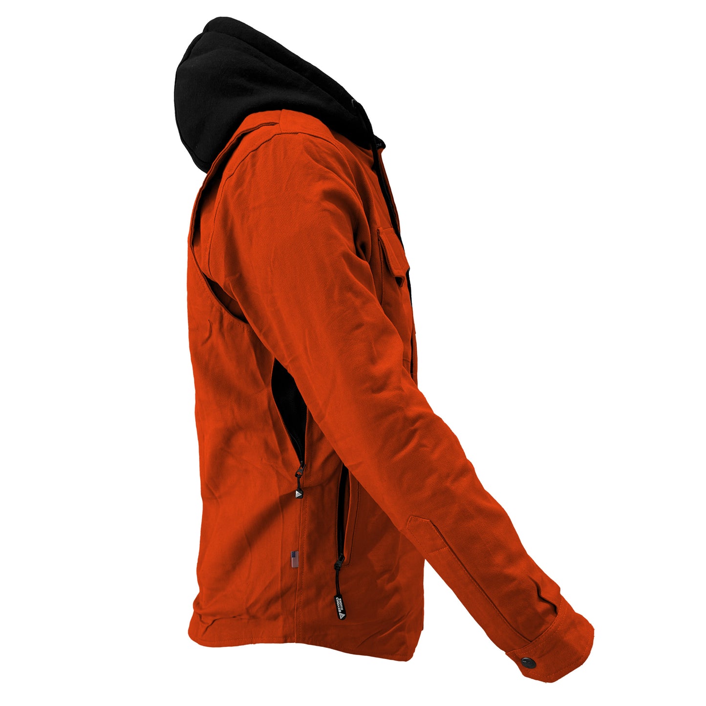 Protective Flannel Hoodie For Men - Orange Solid with Pads