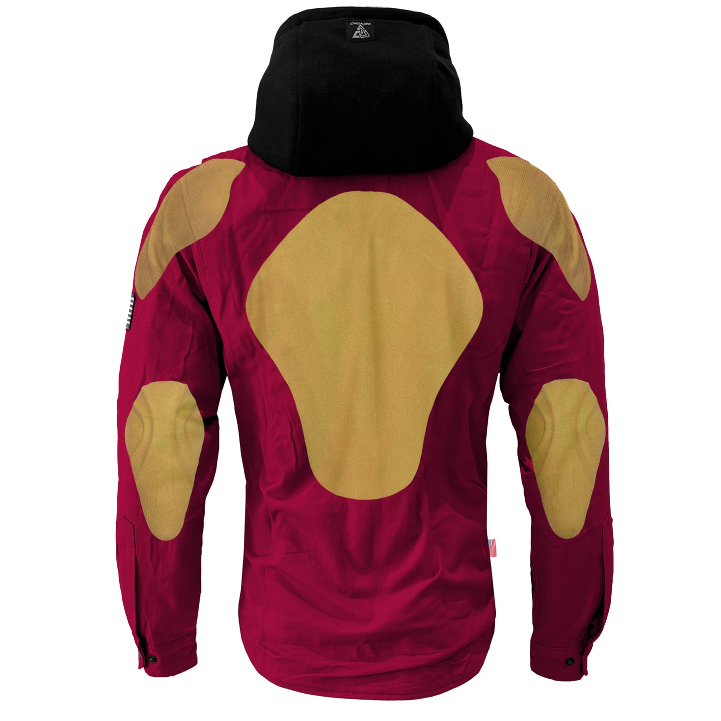 Protective Flannel Hoodie For Men - Red Maroon Solid with Pads