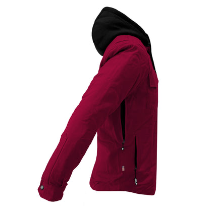 Protective Flannel Hoodie For Men - Red Maroon Solid with Pads