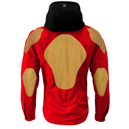 Protective Flannel Hoodie For Men - Red Solid with Pads