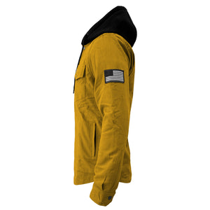 Protective Flannel Hoodie For Men - Yellow Solid with Pads