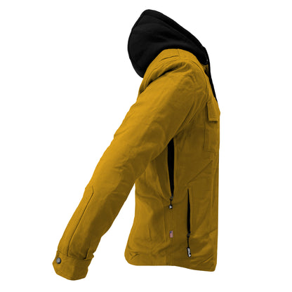 Protective Flannel Hoodie For Men - Yellow Solid with Pads