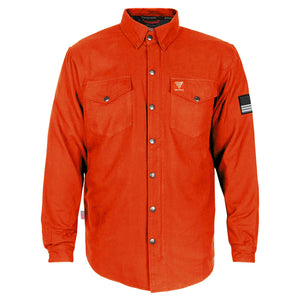 Men's-Flannel-Shirt-Orange-Solid-Front