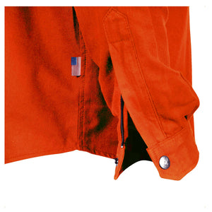 Men's-Flannel-Shirt-Orange-Solid-Right-Sleeve-End