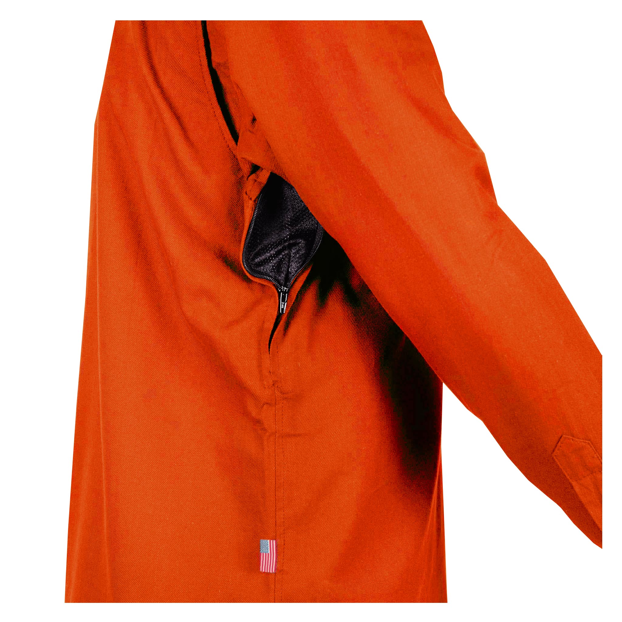 Men's-Flannel-Shirt-Orange-Solid-with-Pocket-Under-Sleeve