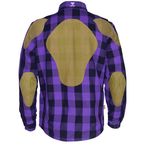 Protective Flannel Shirt - Purple and Black Checkered with Pads
