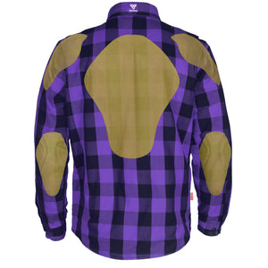 Protective Flannel Shirt "Purple Rain" - Purple and Black Checkered with Pads