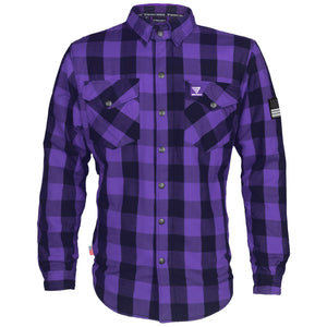 Protective Flannel Shirt - Purple and Black Checkered with Pads