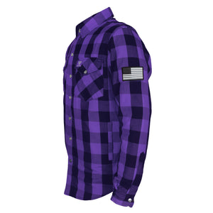 Protective Flannel Shirt - Purple and Black Checkered with Pads