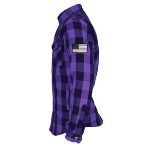 Protective Flannel Shirt - Purple and Black Checkered with Pads