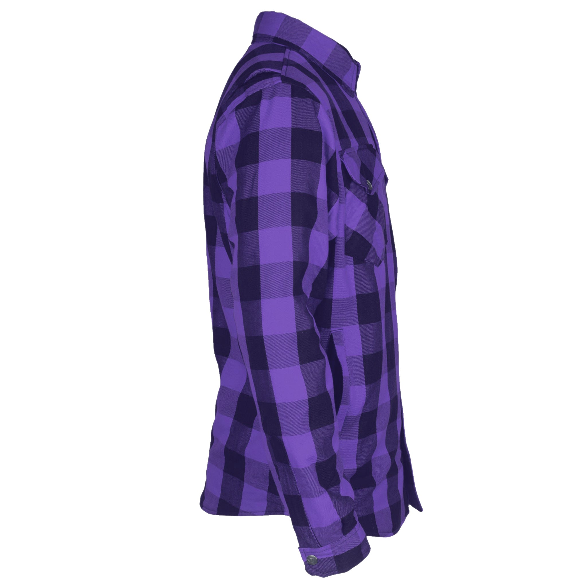 Protective Flannel Shirt "Purple Rain" - Purple and Black Checkered with Pads