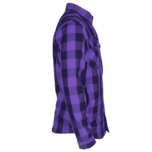 Protective Flannel Shirt - Purple and Black Checkered with Pads