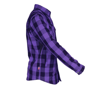 Protective Flannel Shirt - Purple and Black Checkered with Pads
