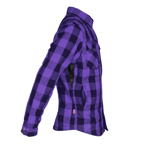 Protective Flannel Shirt - Purple and Black Checkered with Pads