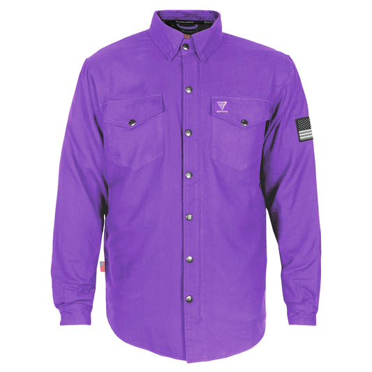 Protective Flannel Shirt - Purple Solid with Pads