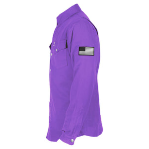 Protective Flannel Shirt - Purple Solid with Pads