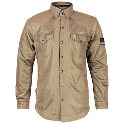 Protective Summer Mesh Shirt - Camel Solid with Pads [Fast Shipping for USA]