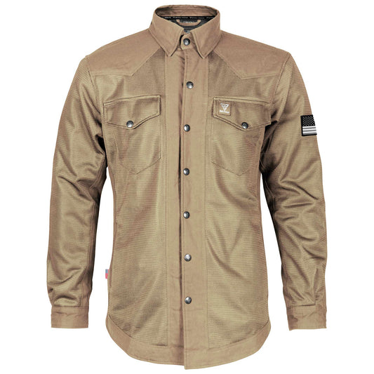 Protective Summer Mesh Shirt - Camel Solid with Pads [Fast Shipping for USA]