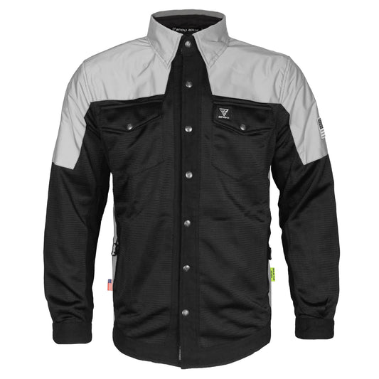 Summer Mesh Reflective Shirt "Alloy Eclipse" - Black and Silver with Pads