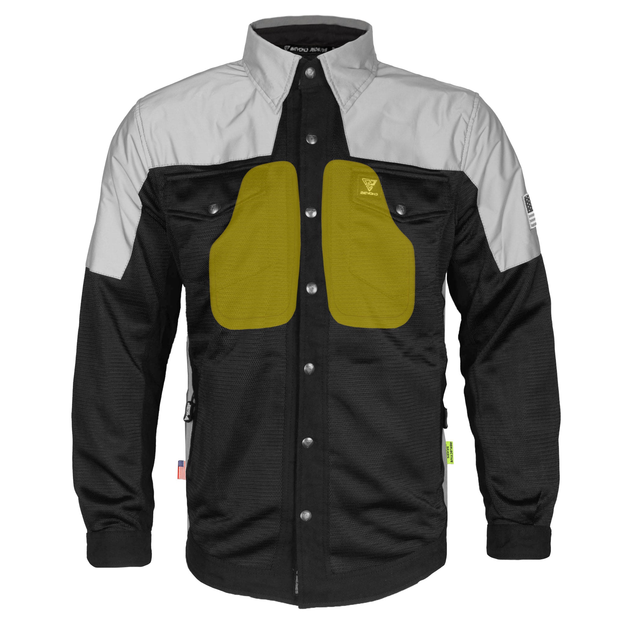 SALE Summer Mesh Reflective Shirt "Alloy Eclipse" - Black and Silver with Pads