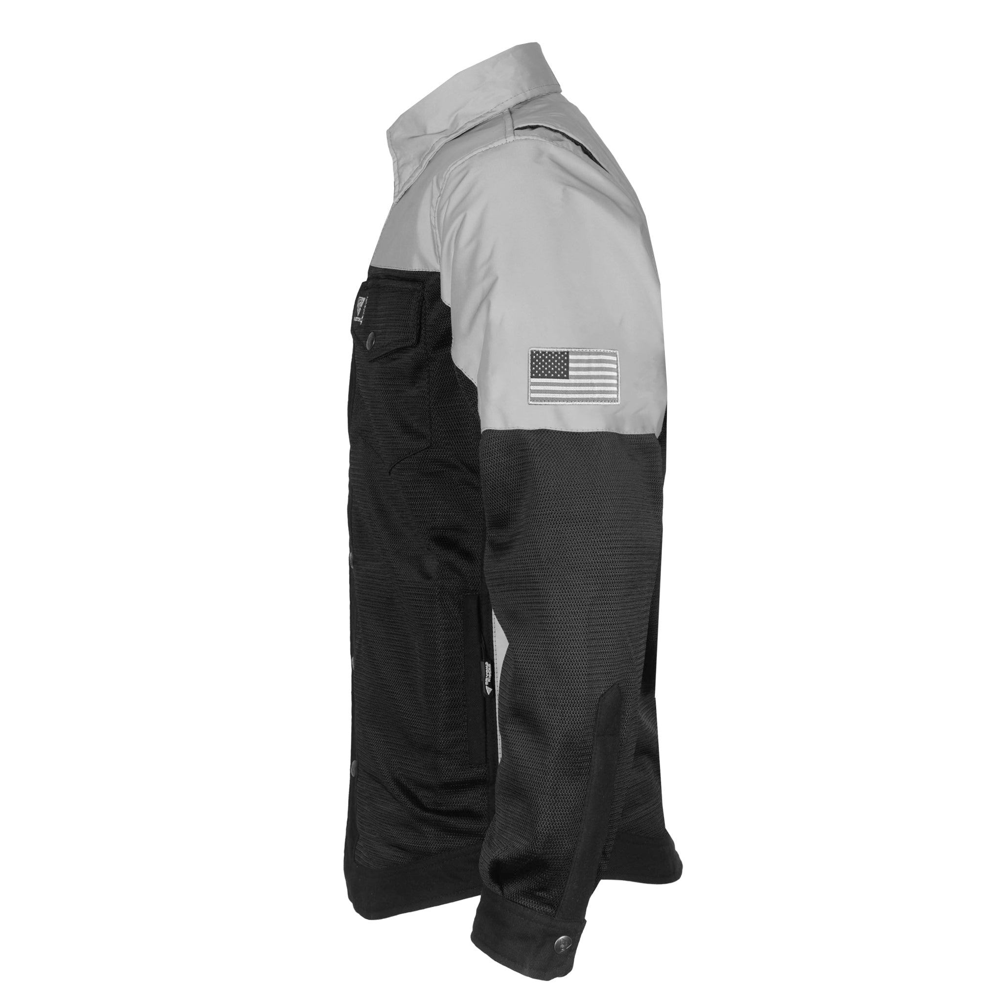 SALE Summer Mesh Reflective Shirt "Alloy Eclipse" - Black and Silver with Pads