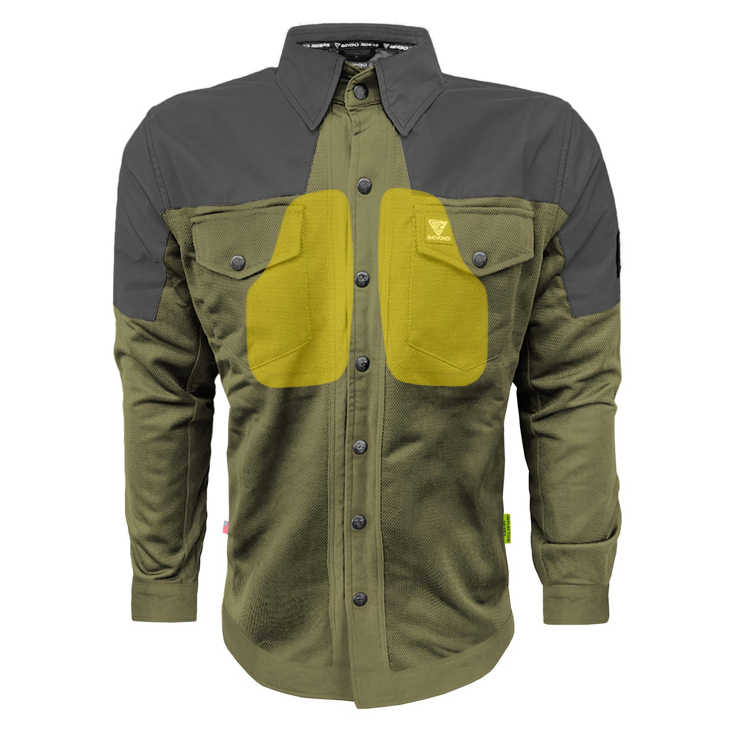 Summer Mesh Reflective Shirt Army Green Nebula - with Pads